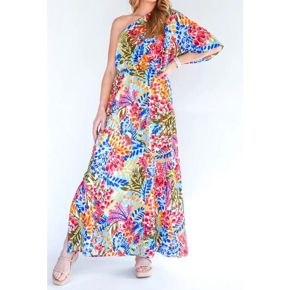Sugarlips small Rain Dance One Shoulder Satin Maxi Dress $98.00 small
